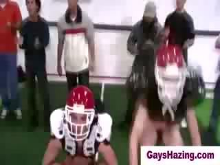 Hetro striplings made to play mudo football by homos