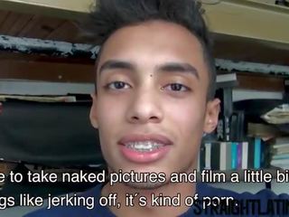 Charming young Latino has his first gay adult movie