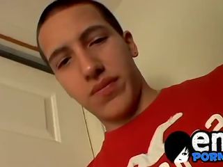 Captivating gay dude masturbates in his room